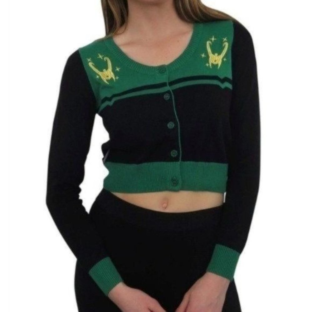Marvel Link Crop Cardigan Green Size 3XL
